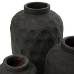 Vase en terre cuite noir 18 cm motif contemporain