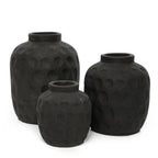 Vase en terre cuite noir 18 cm motif contemporain