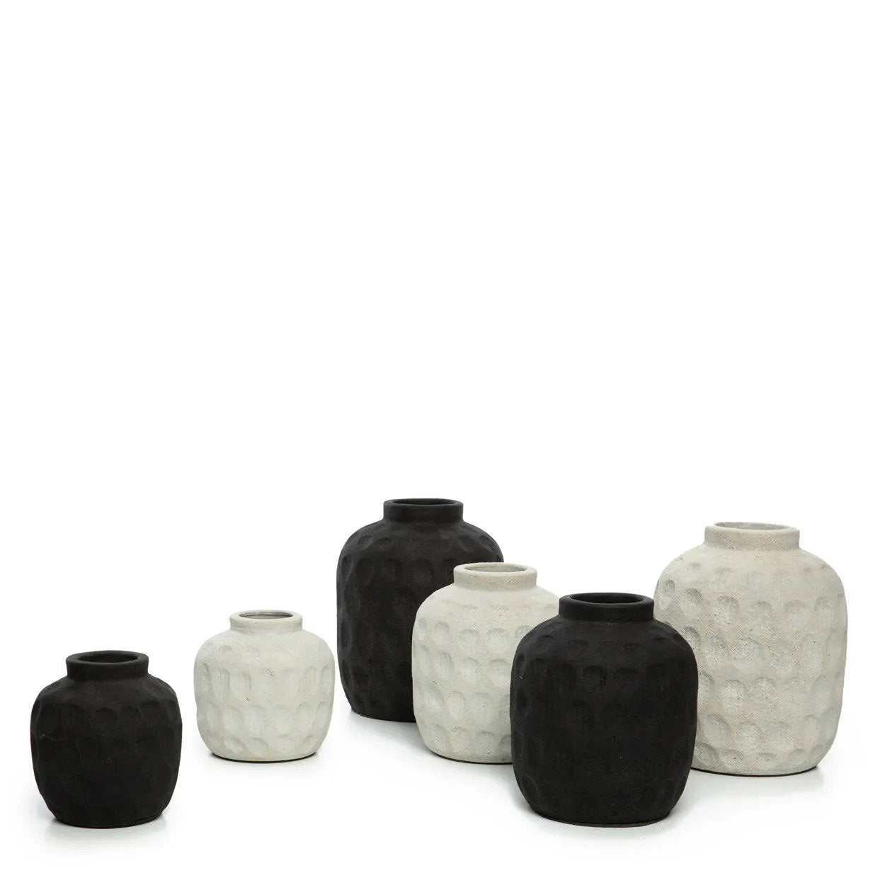 Vase en terre cuite noir 18 cm motif contemporain