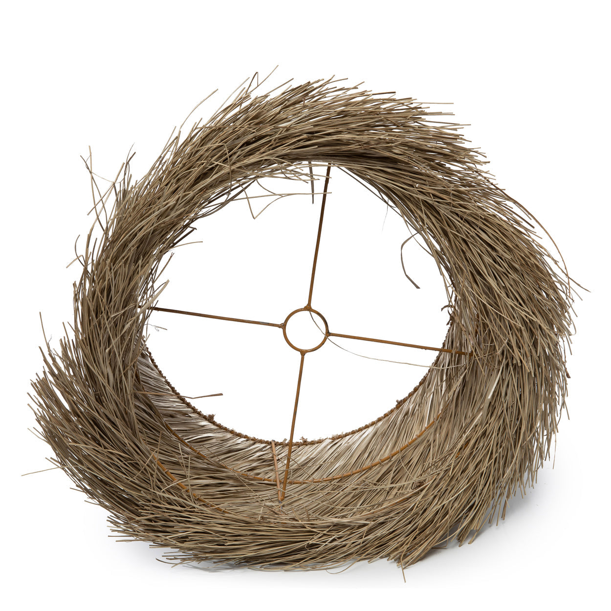 Abat-jour cylindrique en pandan naturel avec franges en sisal – H51 cm