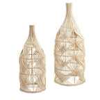 Suspension en rotin naturel forme bouteille ondulée – H55 cm