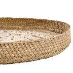 Plateau mural rond en coquillages tressés – Blanc naturel – Ø42 cm