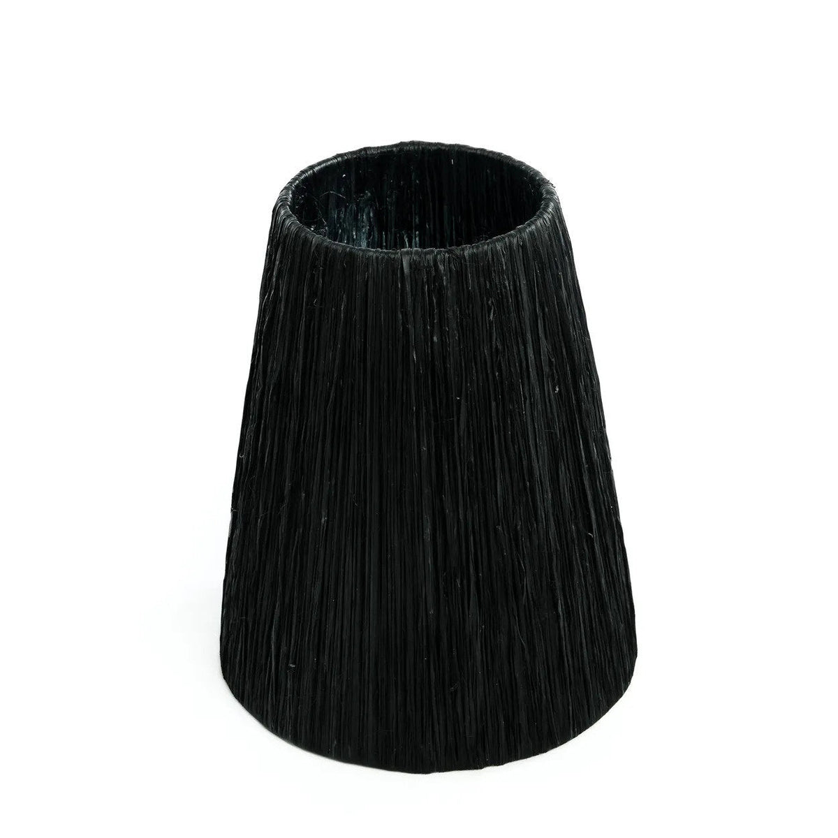 Lampe à poser en terracotta et rotin noir texturé – H56 cm