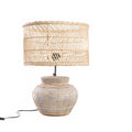 Lampe à poser effet béton et rotin tressé gris naturel – H48 cm