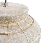 Lampe à poser effet béton et rotin tressé gris naturel – H48 cm