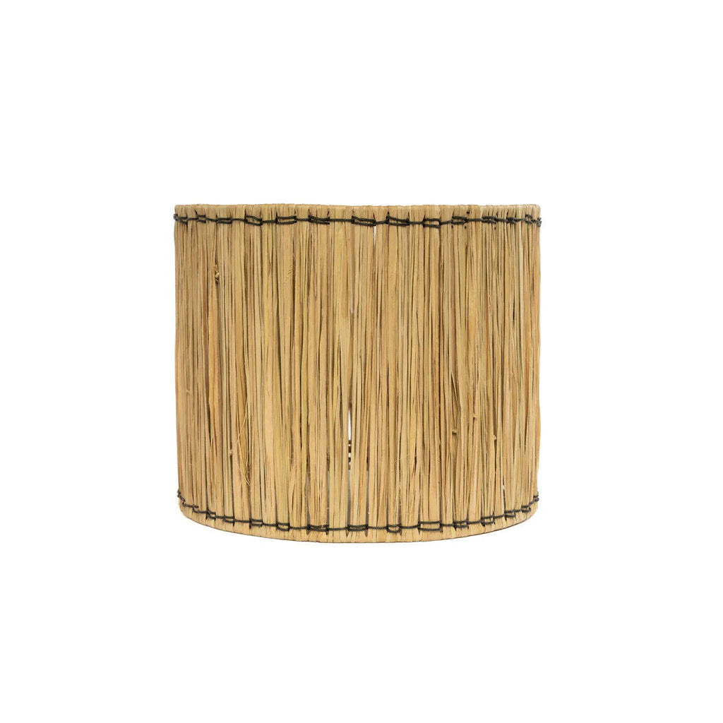 Lampe de table en terre cuite et herbe blanc naturel