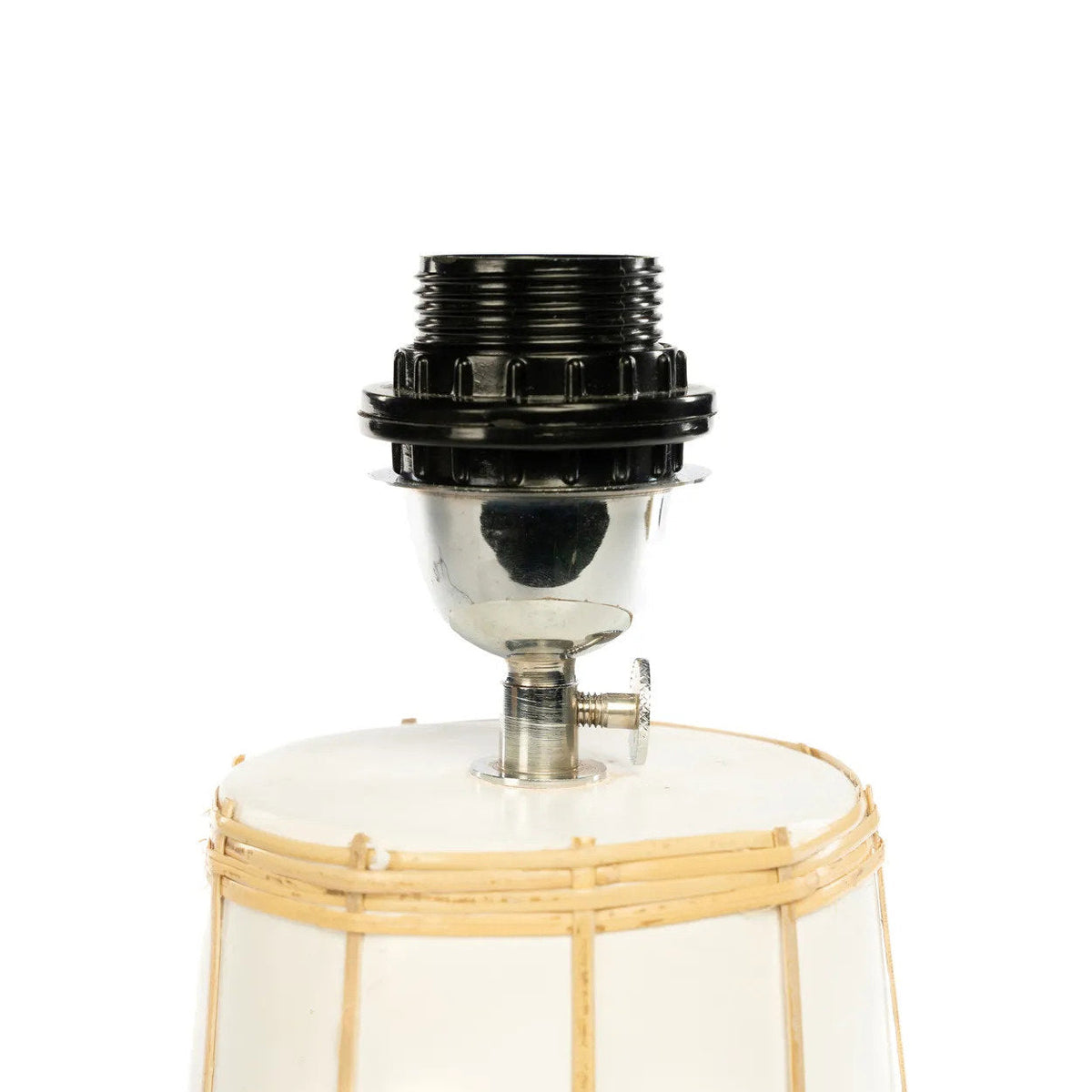 Lampe de table en terre cuite et herbe blanc naturel