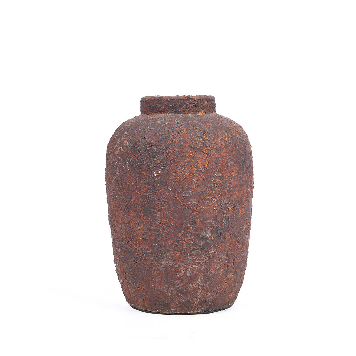 Vase en terracotta finition brun rouille texturée – H20 cm - S