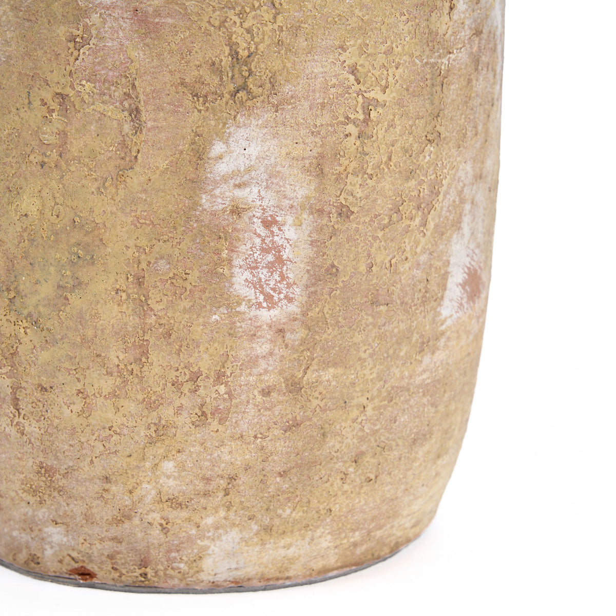 Vase décoratif en terre cuite patinée crème forme jarre – H30 cm - M
