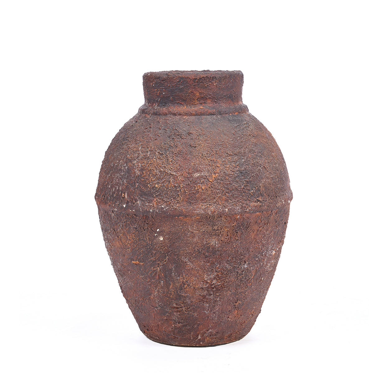 Vase terracotta texturé bordeaux forme jarre rustique – H30 cm - M