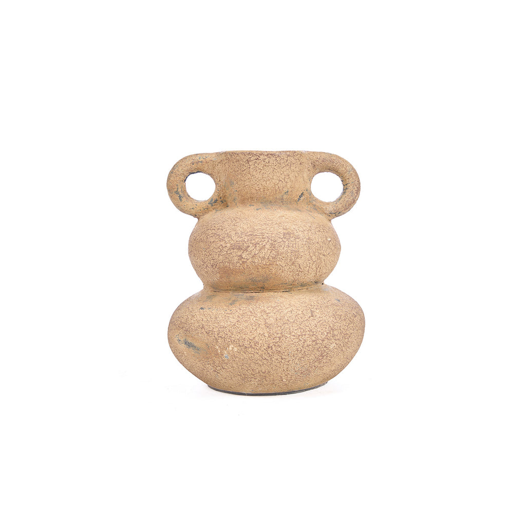 Vase en céramique sable à anses finition patinée – H18 cm - S
