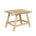 Tabouret rectangulaire en herbe de mer et bois naturel pour intérieur – 60x38 cm