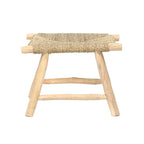 Tabouret rectangulaire en herbe de mer et bois naturel pour intérieur – 60x38 cm