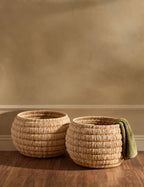 Panier rond en feuille de bananier naturel 58x37 cm