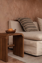 Tabouret d'appoint teck naturel courbes douces – 30x40 cm