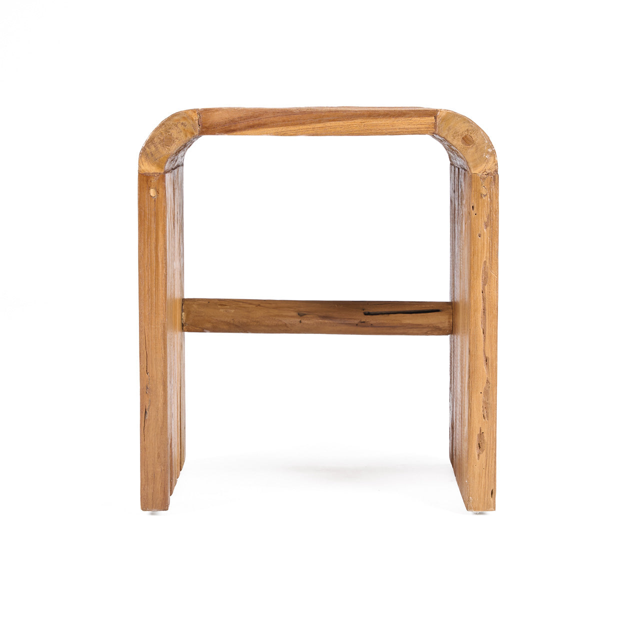 Tabouret d'appoint teck naturel courbes douces – 30x40 cm
