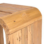 Tabouret d'appoint teck naturel courbes douces – 30x40 cm