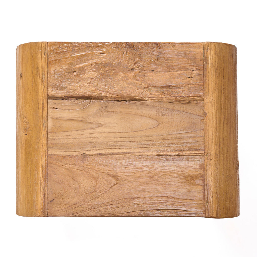 Tabouret d'appoint teck naturel courbes douces – 30x40 cm