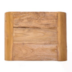 Tabouret d'appoint teck naturel courbes douces – 30x40 cm