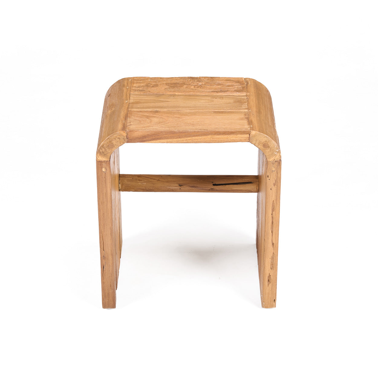 Tabouret d'appoint teck naturel courbes douces – 30x40 cm