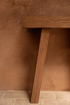 Table console teck massif naturel pour salon ou entrée – 86x30 cm