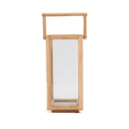 Lanterne rectangulaire en bois de teck recyclé avec poignée – H60 cm