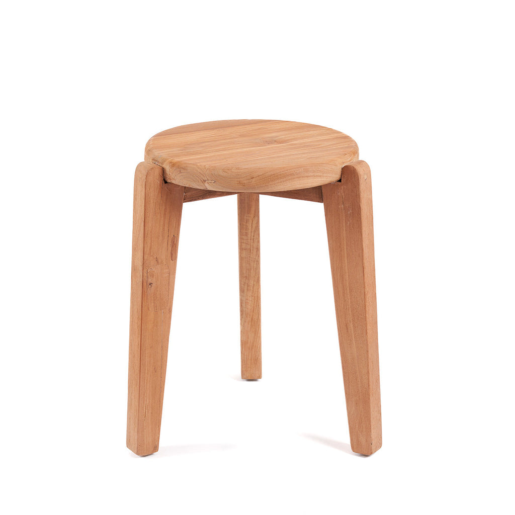 Table d'appoint ronde en teck recyclé – Naturel – Ø40 cm