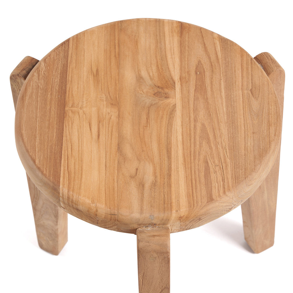 Table d'appoint ronde en teck recyclé – Naturel – Ø40 cm