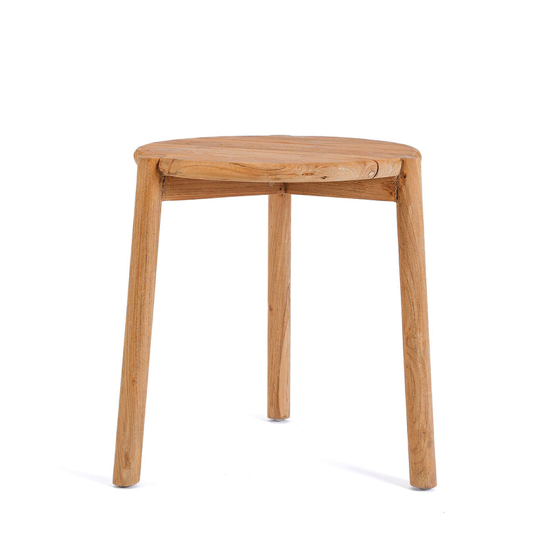 Table d’appoint ronde en teck naturel pour extérieur – Ø47 cm