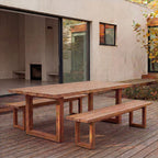 Banc en teck recyclé finition naturelle pieds ajourés – 220x100 cm