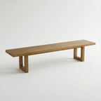 Banc en teck recyclé finition naturelle pieds ajourés – 280x110 cm