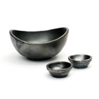 Bols en terre cuite émaillée noir charbon forme organique – Set de 3