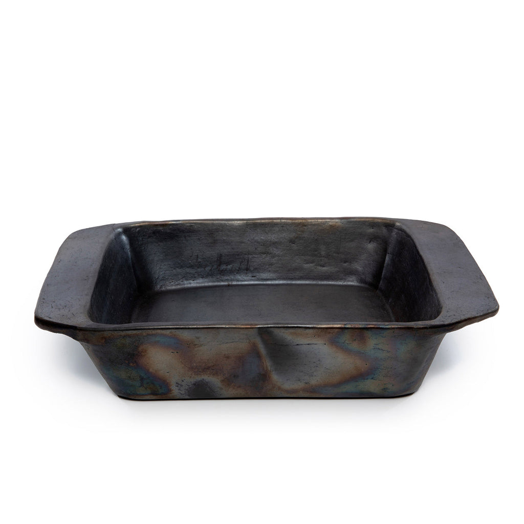 Plat de cuisson rectangulaire en métal noir effet brûlé – 37x28 cm