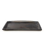 Plat rectangulaire en céramique noire aspect brûlé – 36x17 cm