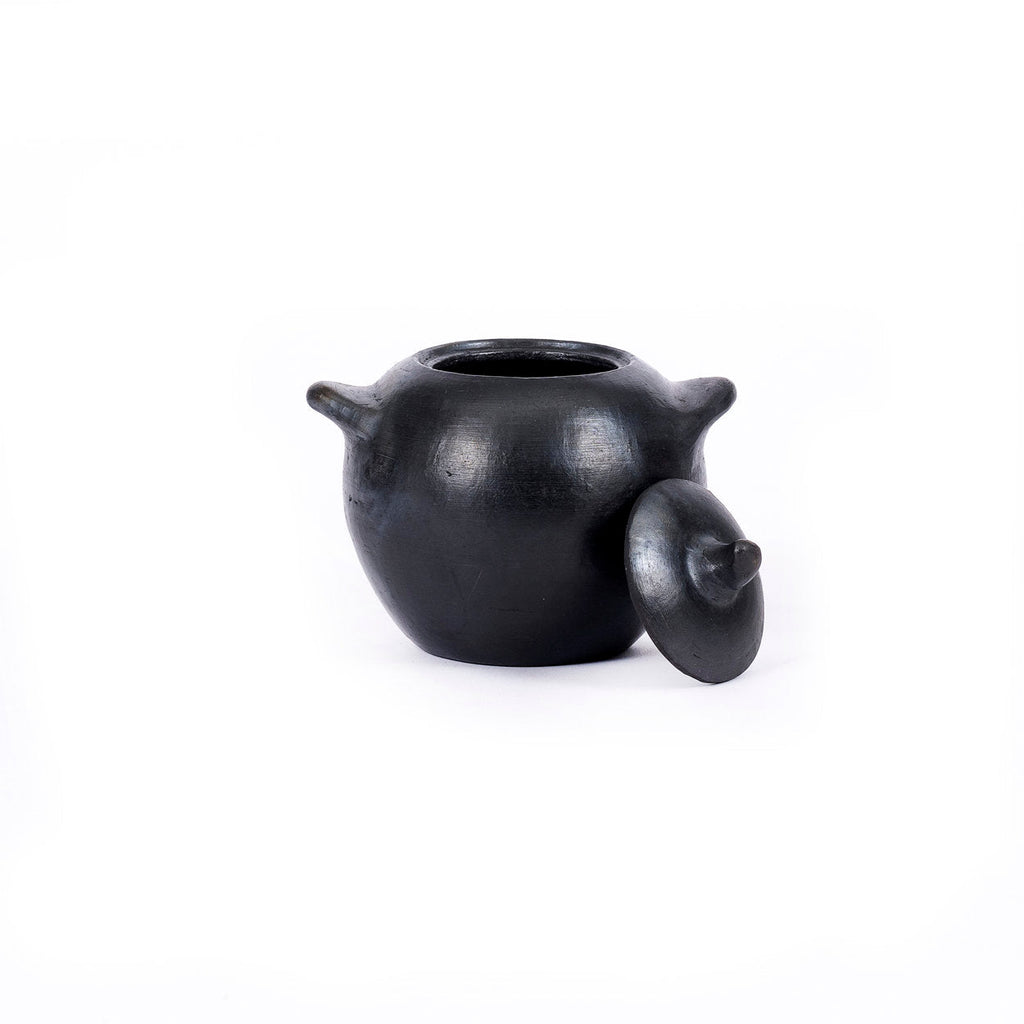 Pot en terre cuite noir brûlé fait main 11 cm