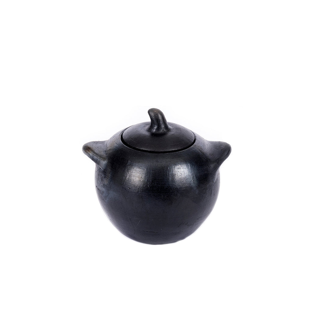 Pot en terre cuite noir brûlé fait main 10x7x8 cm