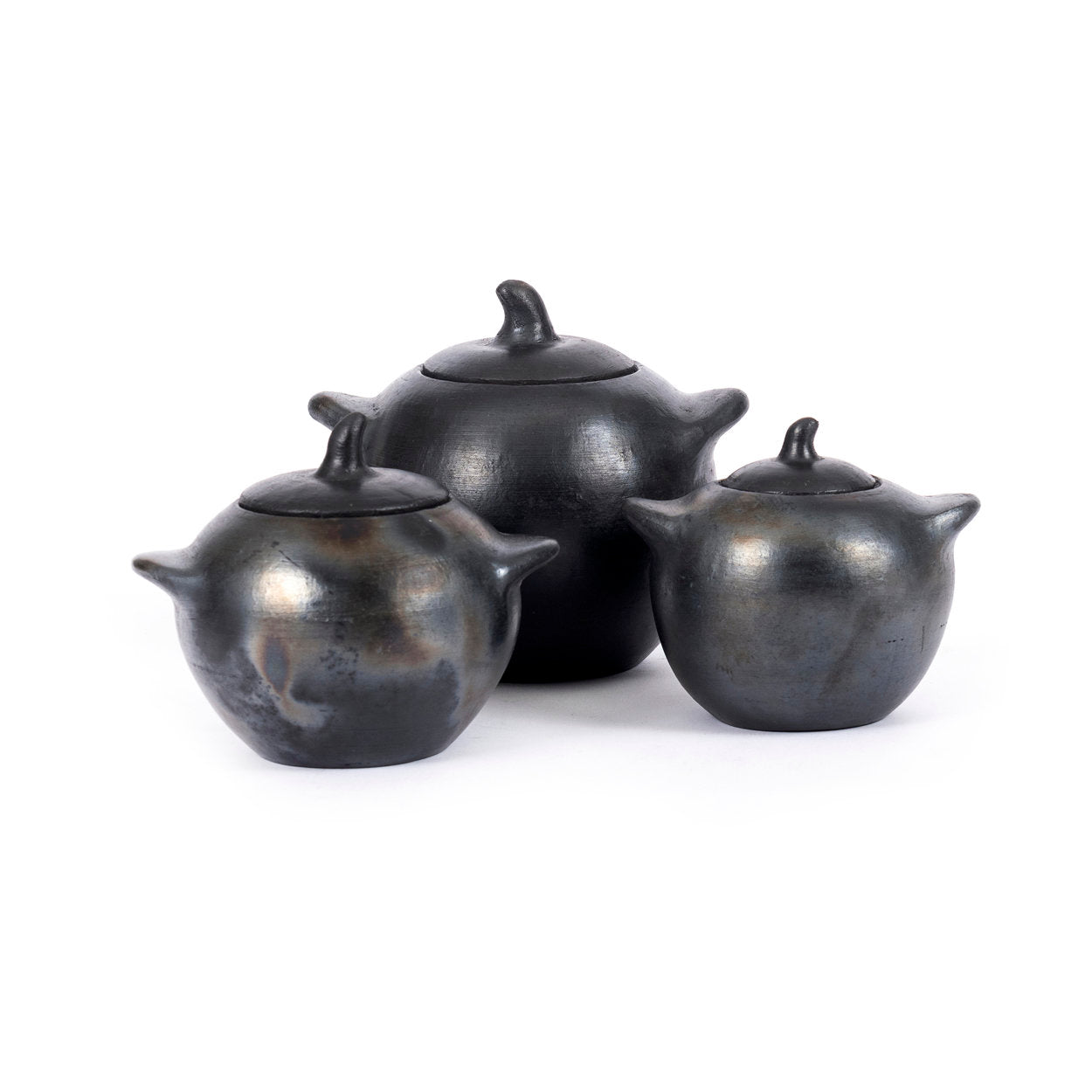 Pot en terre cuite noir brûlé fait main 10x7x8 cm