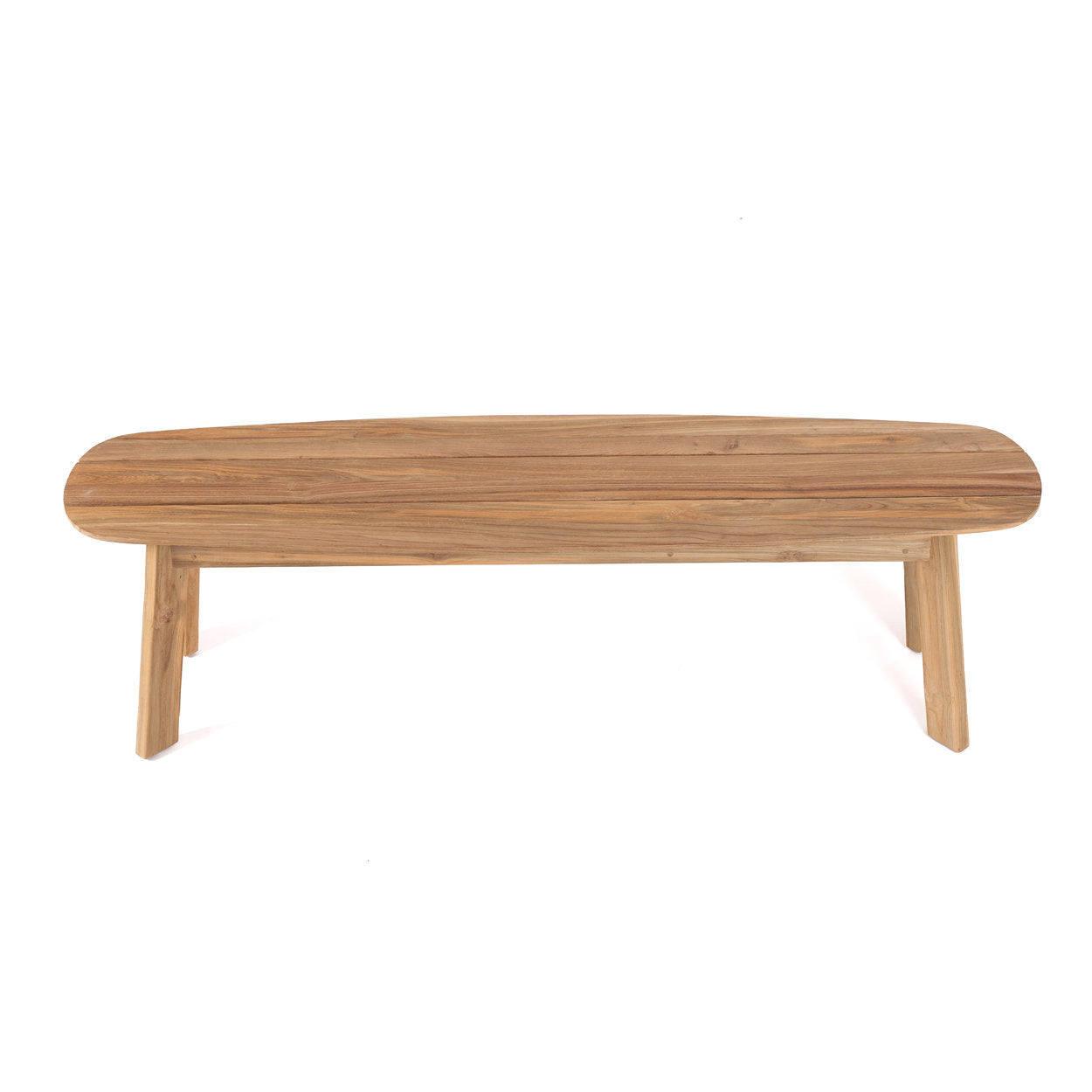 Banc en teck recyclé ovale naturel – 160x40 cm