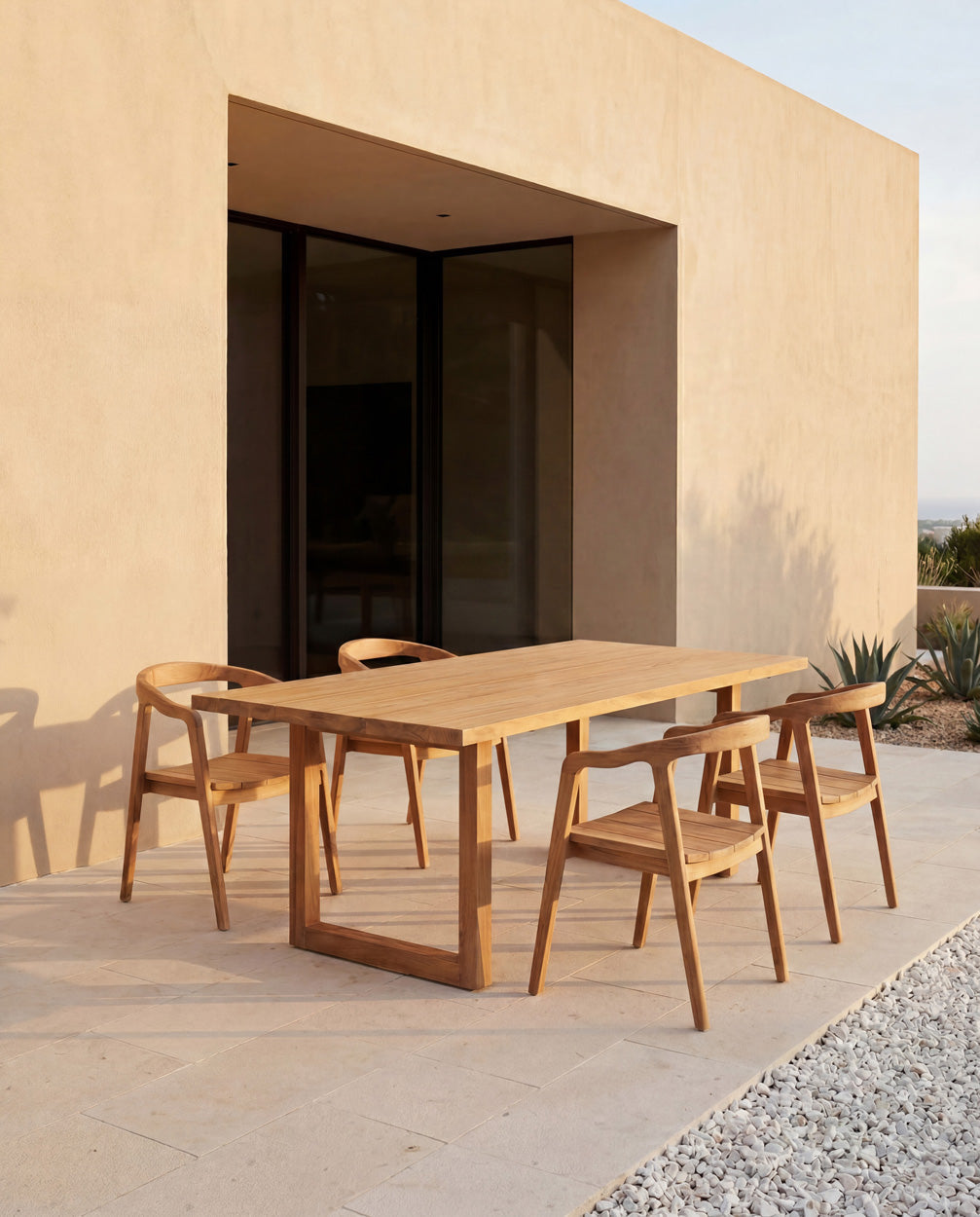 Table à manger extérieure en teck massif naturel – 180x100 cm