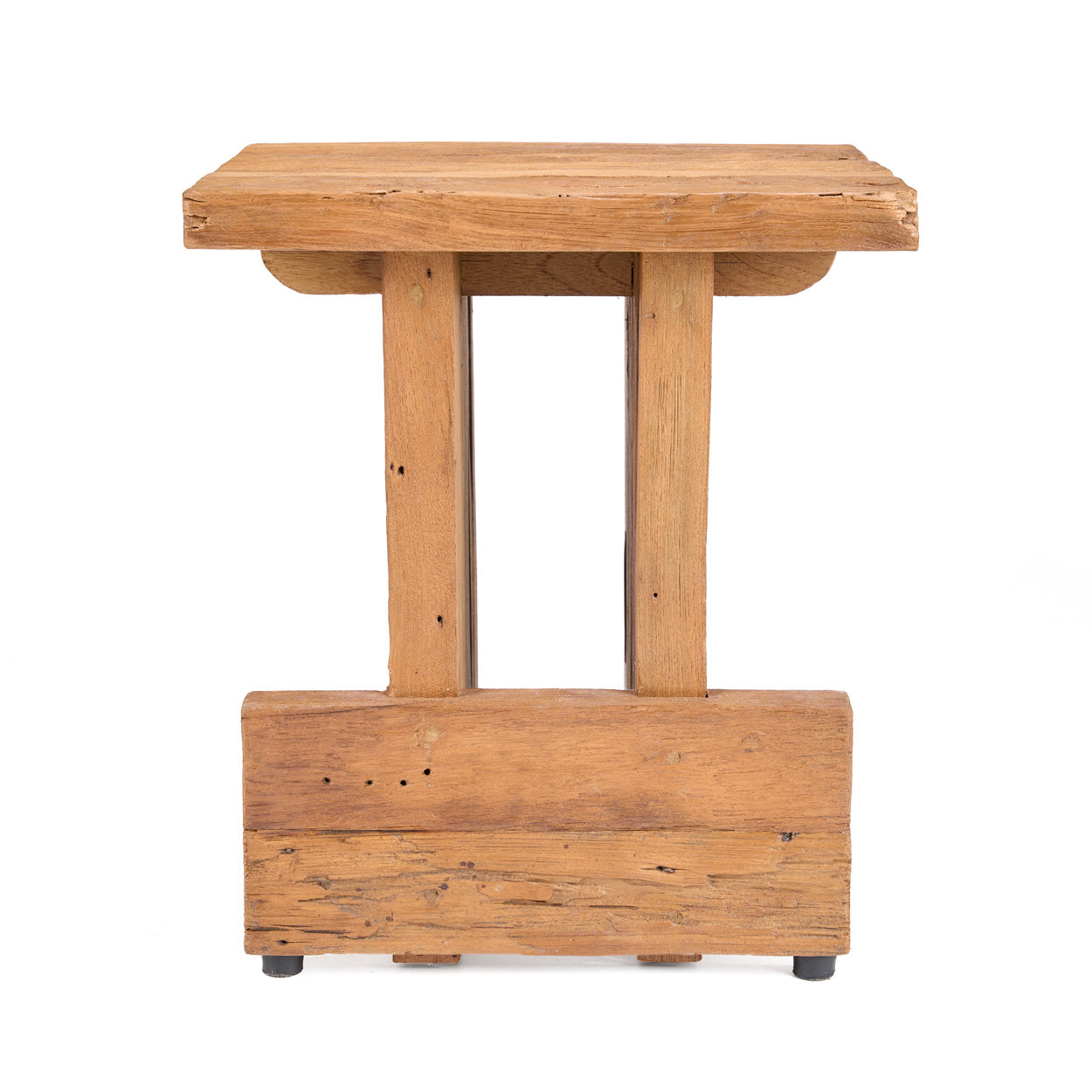 Tabouret bloc en teck massif ajouré - 40x40 cm
