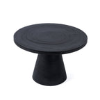 Table basse ronde en bois de suar noir avec base rainurée – Ø70 cm