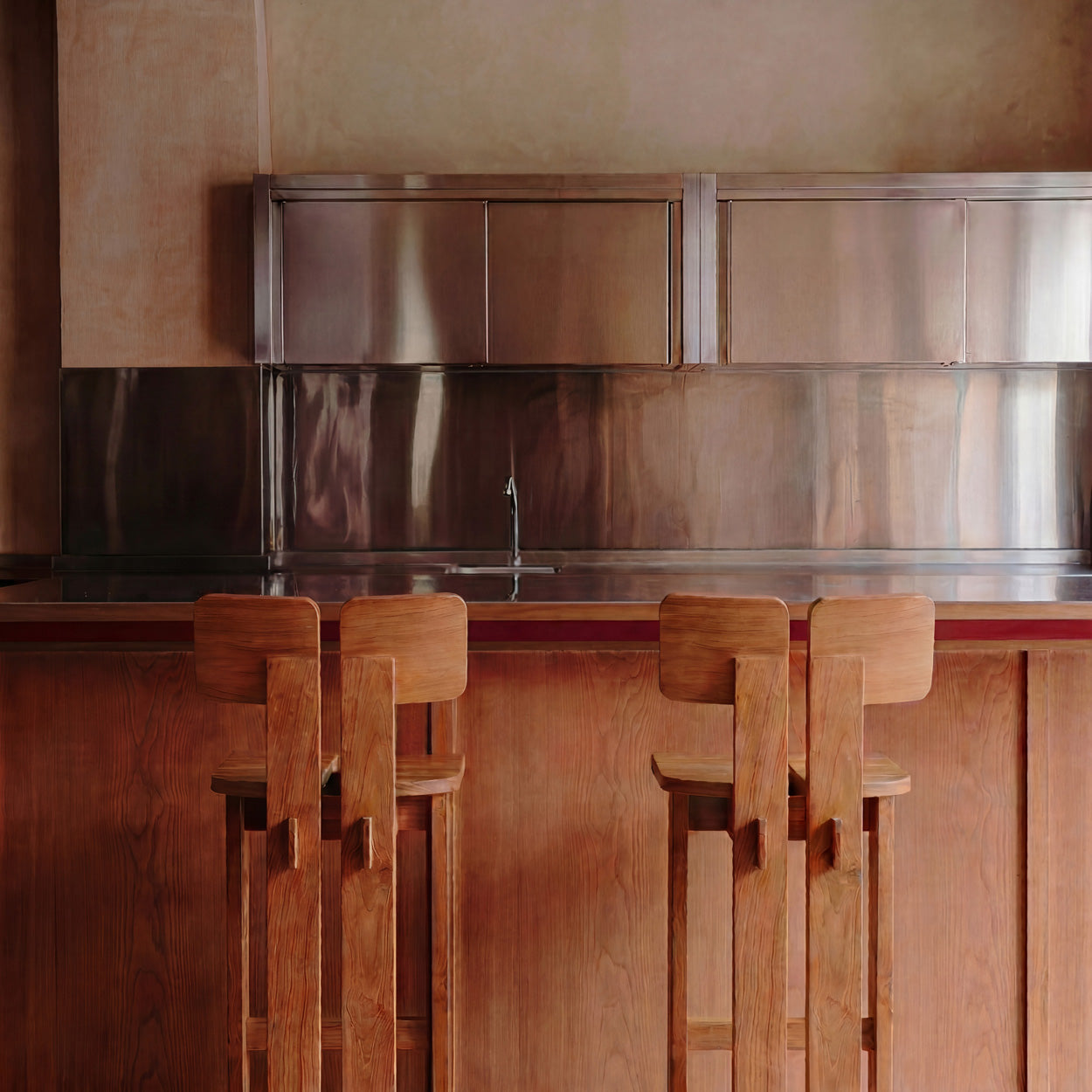 Tabouret de bar en teck naturel 108 cm intérieur/extérieur