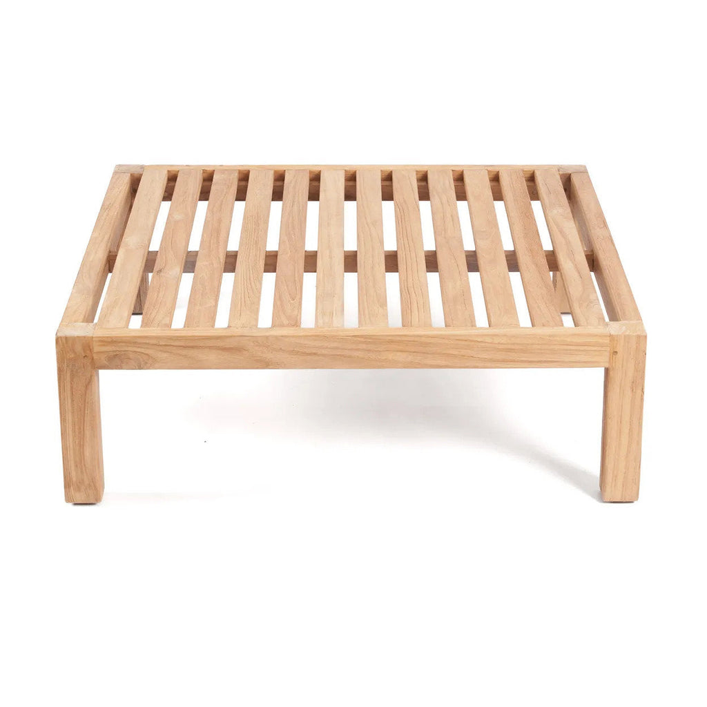Pouf carré modulaire en teck recyclé 80x80 naturel blanc
