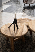 Table basse ronde en bois de teck recyclé naturel pour salon – Ø60 cm