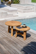 Table basse ronde en bois de teck recyclé naturelle – Ø50 cm
