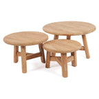 Table basse ronde en bois de teck recyclé naturelle – Ø50 cm