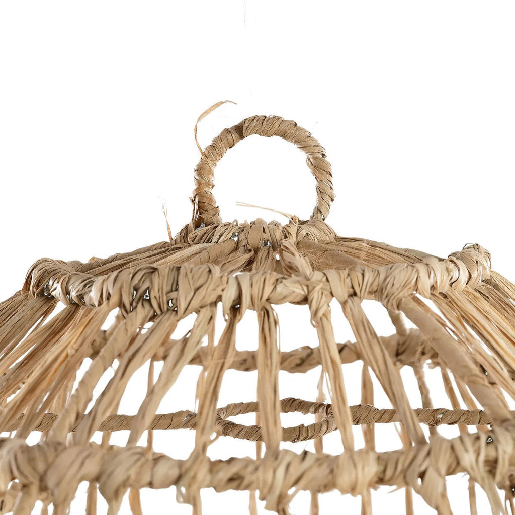 Suspension cylindrique en rotin frangé naturel – 40x40 cm