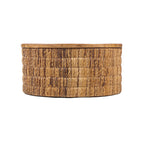 Table basse ronde en bois et fibres tressées tons naturels – Ø80 cm