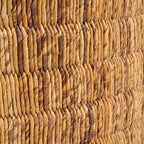 Table basse ronde en bois et fibres tressées tons naturels – Ø80 cm