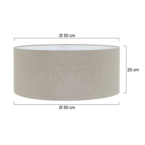 Abat-jour cylindrique en lin beige grisé pour lampe E27 – Ø50 cm
